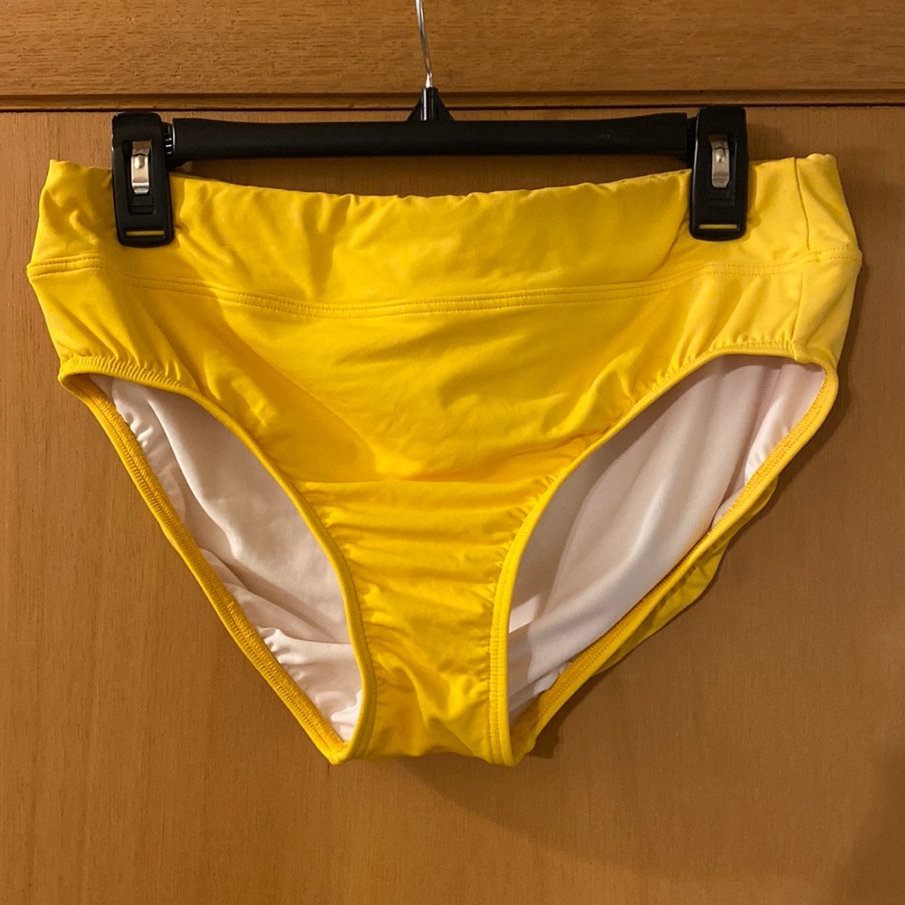 Lands End Swimsuit Bikini Bottoms Full Coverage Yellow Size 12